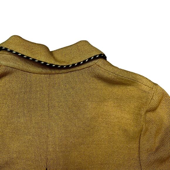 St. John Yellow Golden Leaf Metallic Trim Zip Up Santana Knit Blazer I 8 - Picture 9 of 10